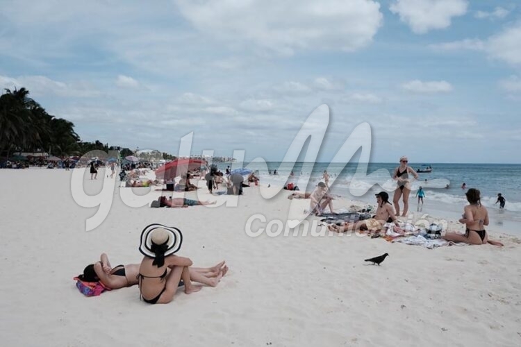 Playa del Carmen, 25 de marzo.- No en todas las playas hay sargazo la playa del emblematico parque Fundadores luce increible el dia de hoy.