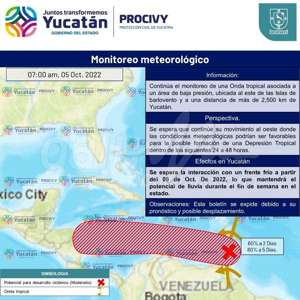 Protección Civil de Yucatán anuncia frente frío con vientos y lluvias para el fin de semana