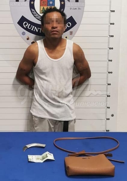 Detienen en el centro de Cancún a sujeto que asaltó e hirió a una mujer con un cuchillo