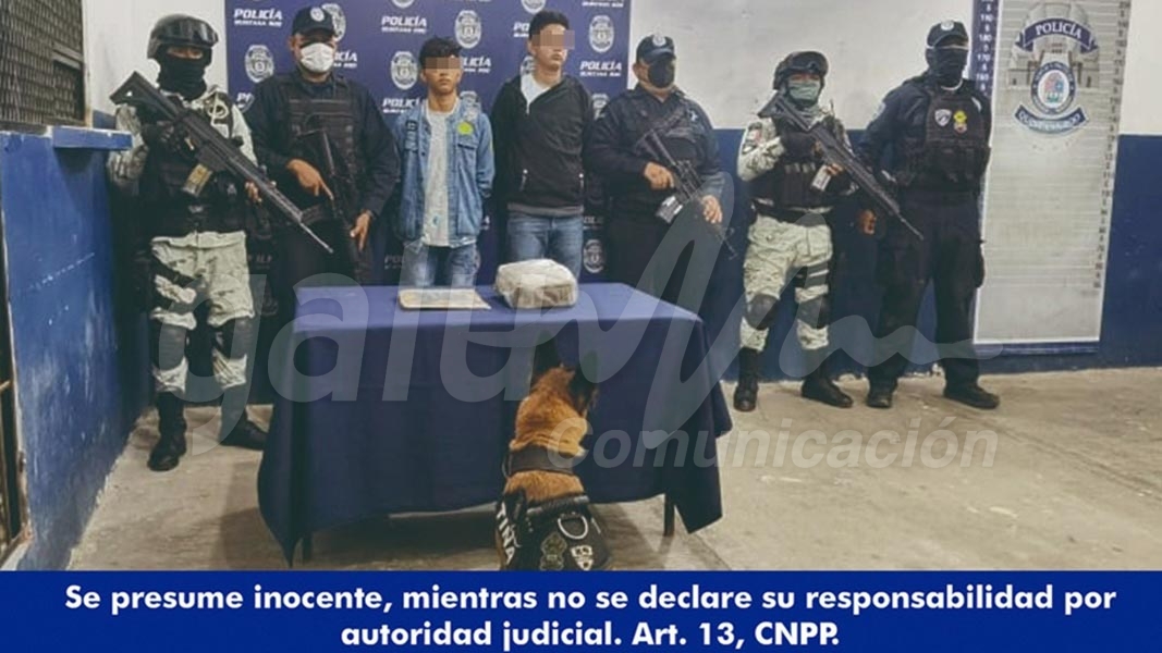 Unidad canina ayuda a detener a dos individuos con drogas y una pistola