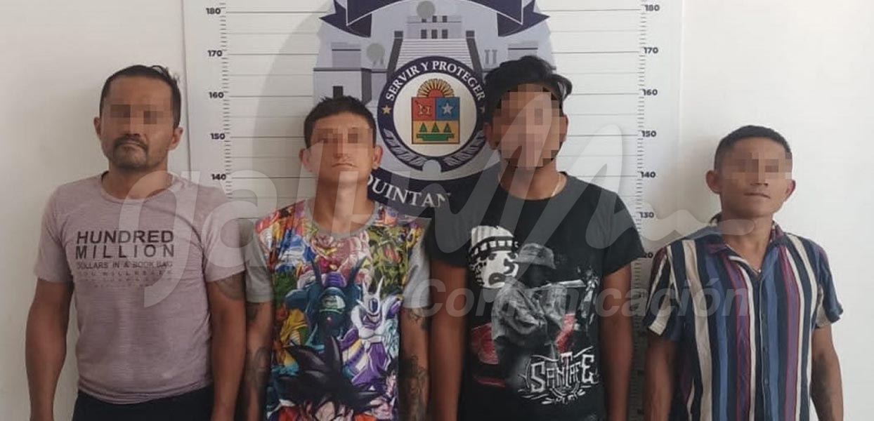 Detienen a cuatro sujetos en Cancún por delitos contra la salud e ingresar a un inmueble asegurado