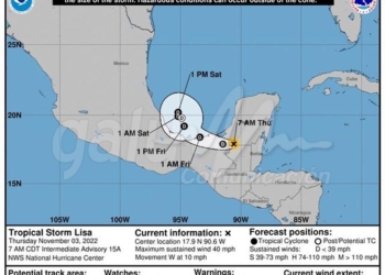 Como tormenta tropical, “Lisa” se aleja de Quintana Roo