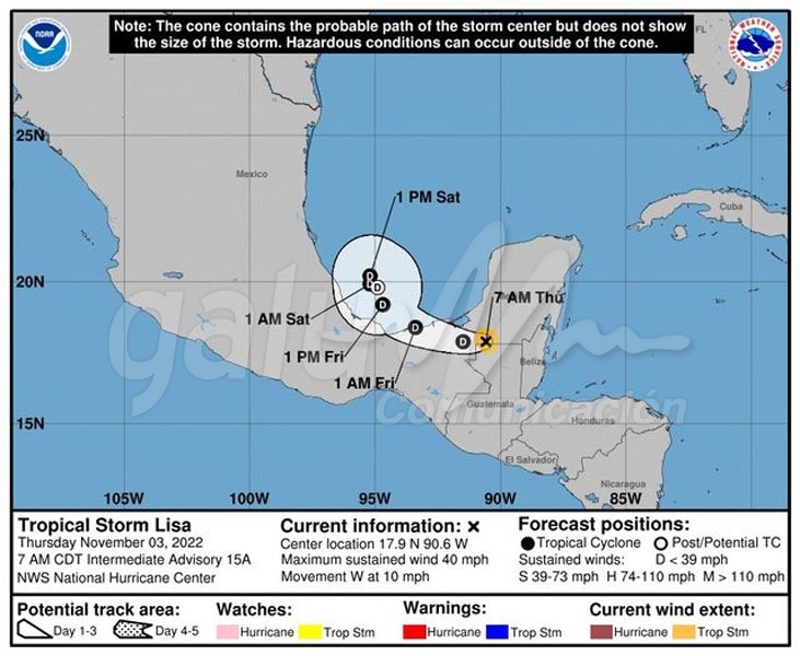 Como tormenta tropical, “Lisa” se aleja de Quintana Roo