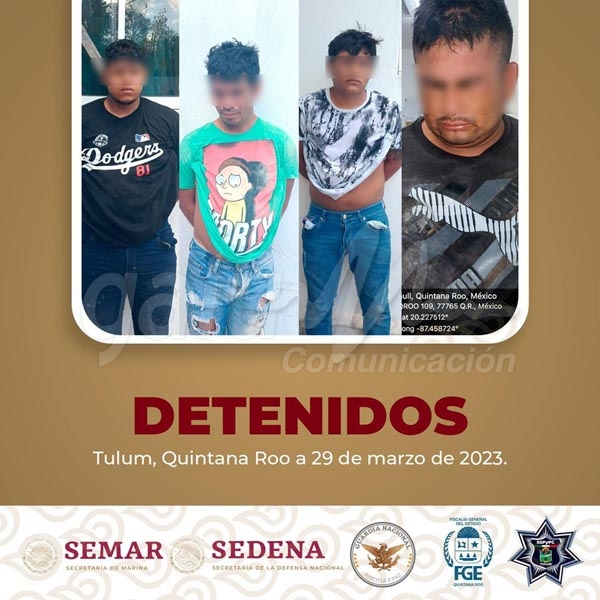 Cuatro narcomenudistas detenidos con droga y armas en Tulum