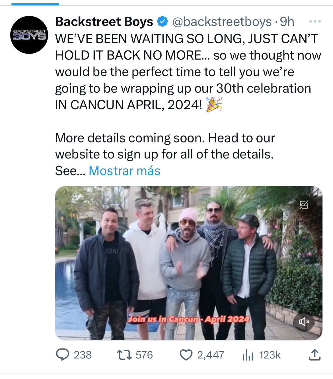 Backstreet Boys celebra 30 años con una serie de conciertos en Cancún