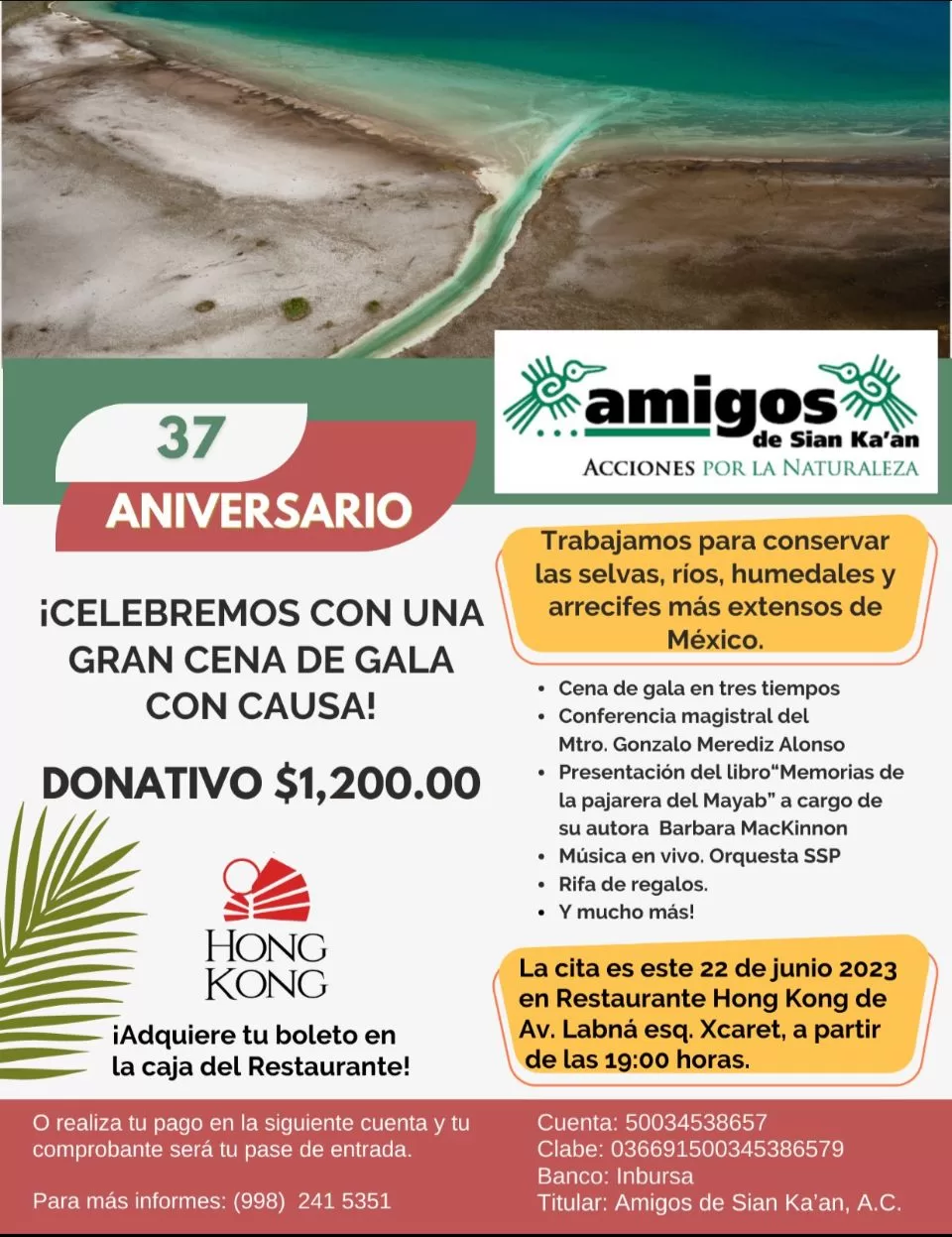 Amigos de Sian Ka’an invita a su cena de gala con fines benéficos