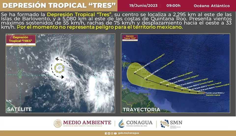 Se forma la depresión tropical número tres