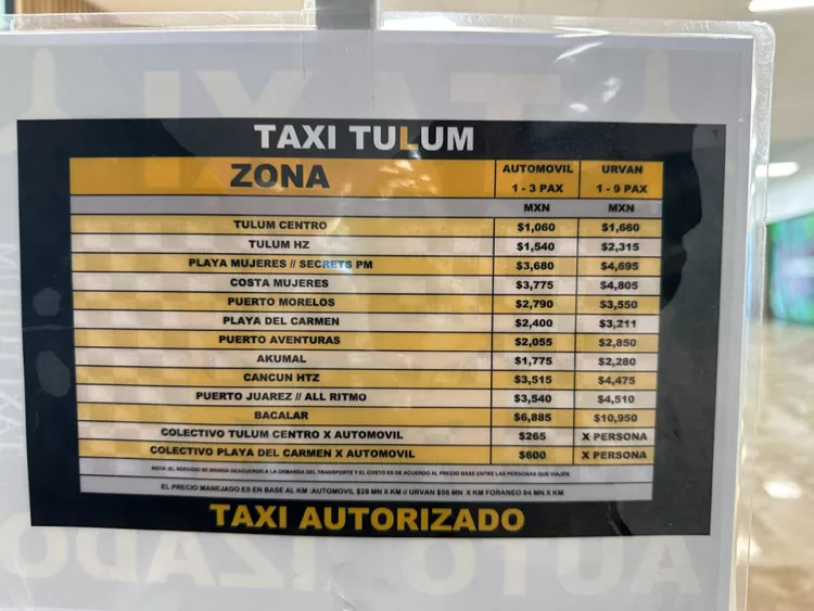 Cobros de 10 mil pesos desde el aeropuerto de Tulum a Bacalar
