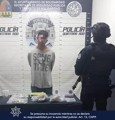 Joven sorprendido con bolsas de marihuana y piedra