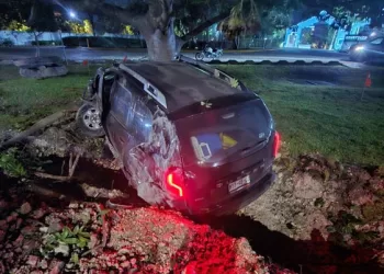Destruye su automóvil, derriba dos postes y una palmera en la Colosio