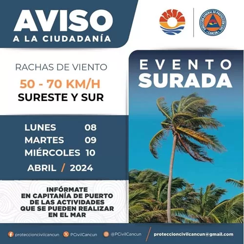 Pronostican nuevas “suradas” de hoy al próximo miércoles