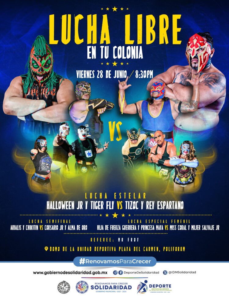 Noche de Lucha Libre en tu Colonia, mañana en la Ejidal de Playa del Carmen