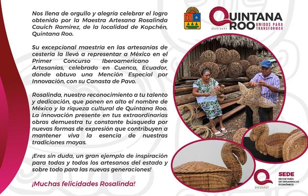 Artesana de Kopchén representa a México en el Premio Iberoamericano de Artesanías