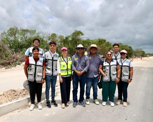 Supervisan avances de la pavimentación en Rancho Viejo de Isla Mujeres