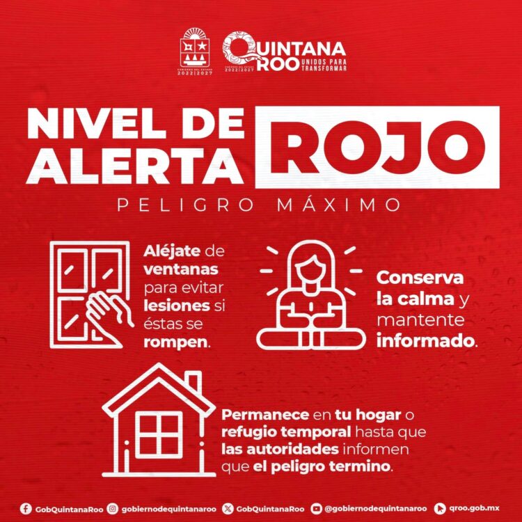 Elevan a Roja la alerta en municipios mayas de Quintana Roo por el huracán Beryl
