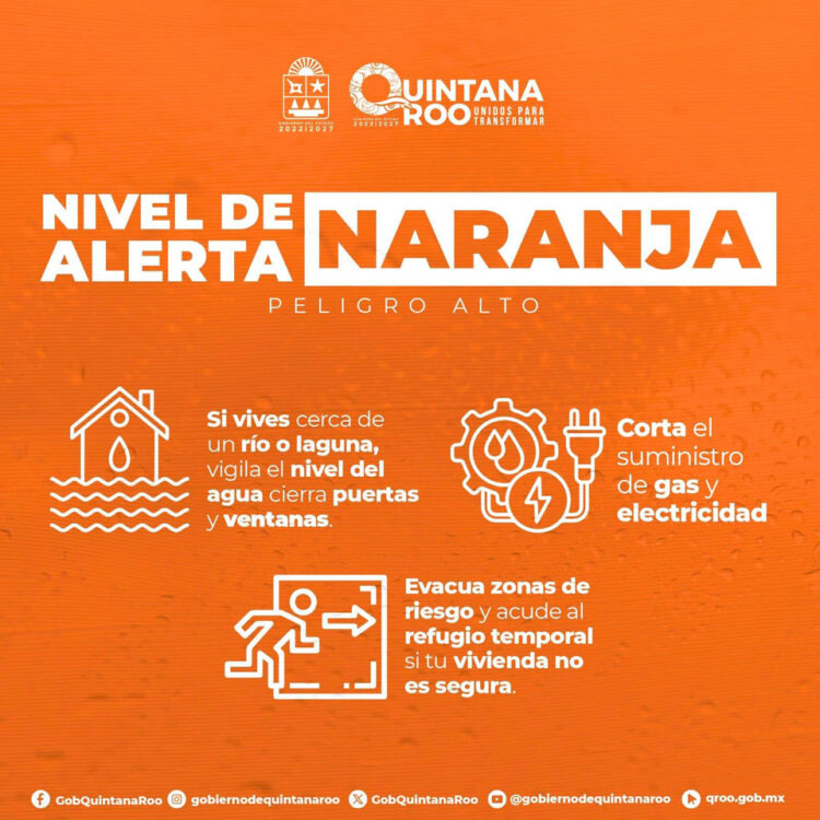 En Alerta Naranja la zona norte de Quintana Roo por huracán “Milton”