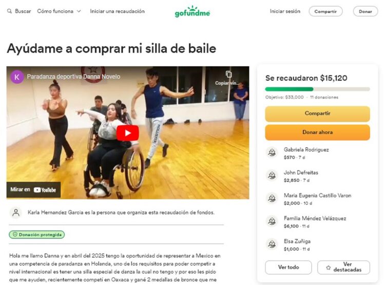 Bailarina de paradanza pide ayuda para comprar silla de ruedas especial