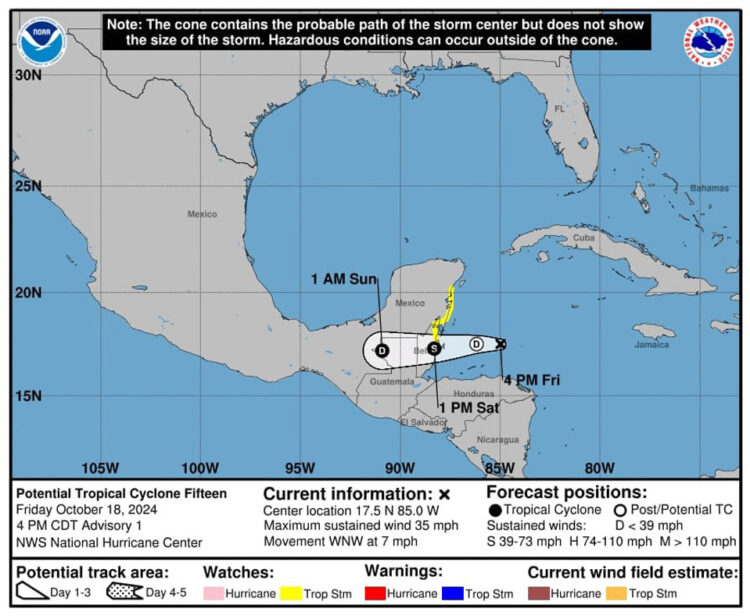 Tormenta tropical que amenazaba a la zona, se desvió hacia Belice
