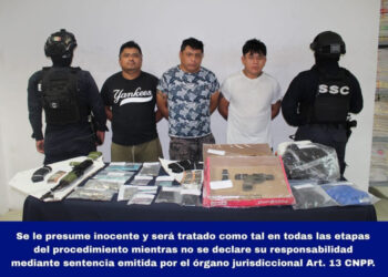 Son detenidos en Tulum tres sujetos con armas y drogas
