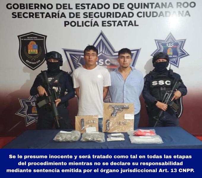 Aseguran en Cancún a dos presuntos narcomenudistas