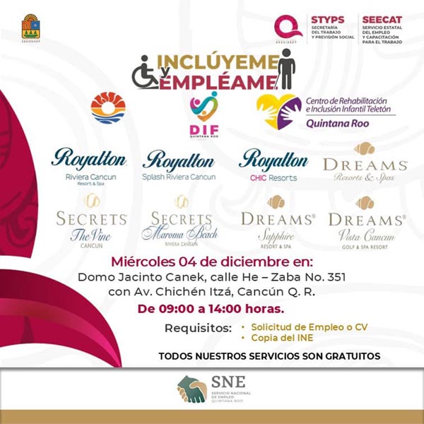 Ofrecen más de 1,000 vacantes para personas con discapacidad en Cancún