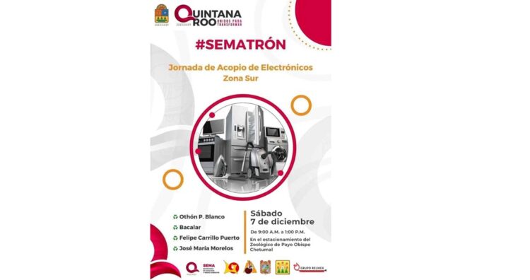 Anuncia Sema Jornada de Acopio de Residuos Electrónicos “Sematrón”