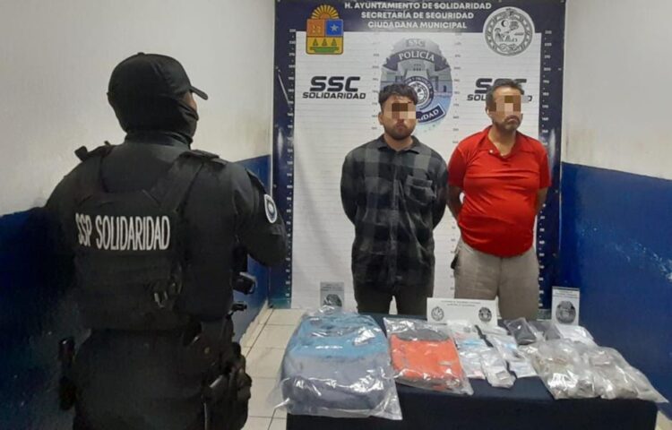 Aseguran narcóticos y detienen a dos hombres en la colonia Ejido de Playa del Carmen