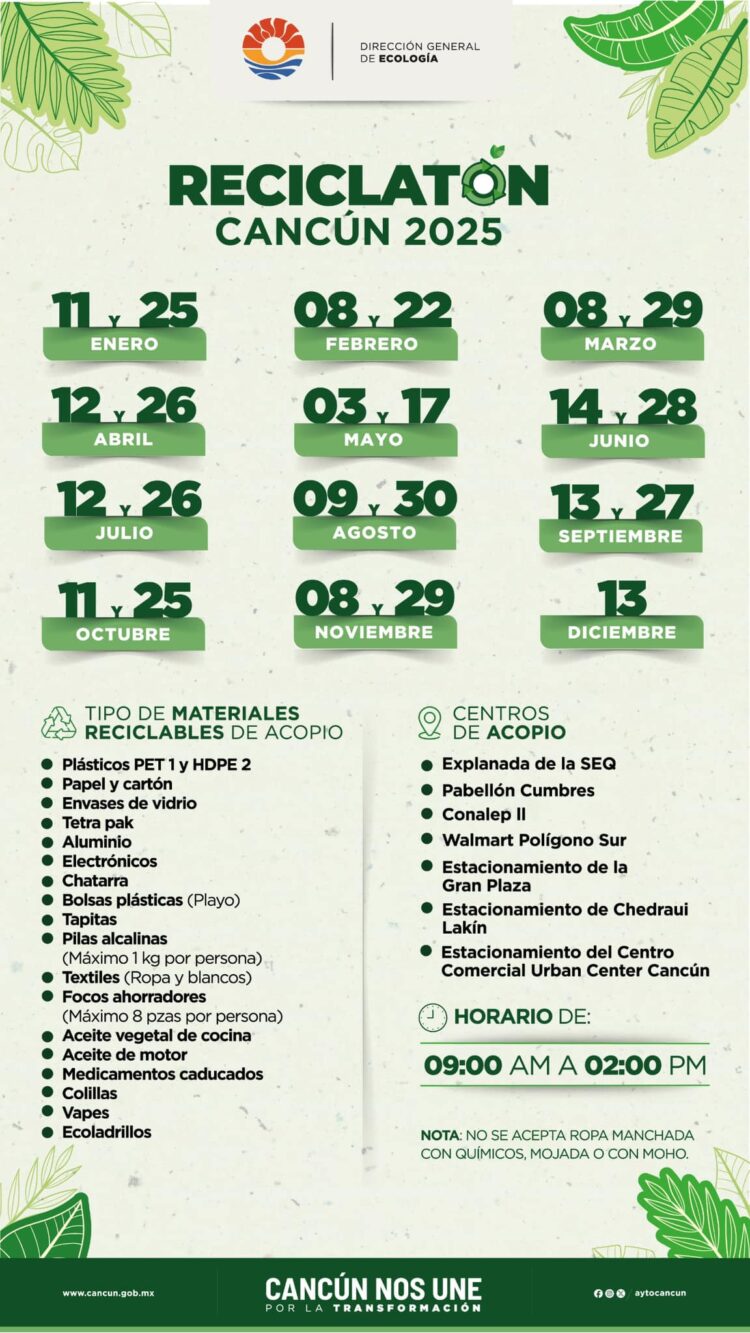 Cancún inicia 2025 con programas como Reciclatón y acopio de árboles de Navidad