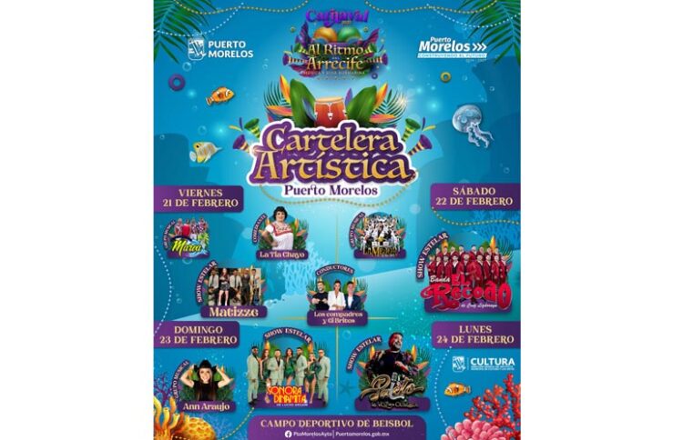 Presentan la cartelera artística del Carnaval de Puerto Morelos