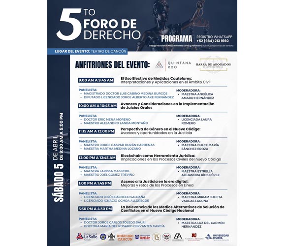 Destacan importante del Quinto Foro de Derecho