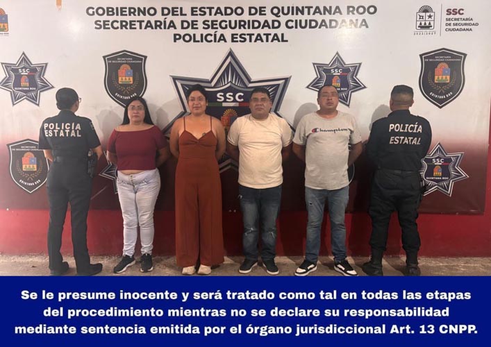 Aprehenden a cuarteto por robo a transeúnte en Cancún y Chetumal