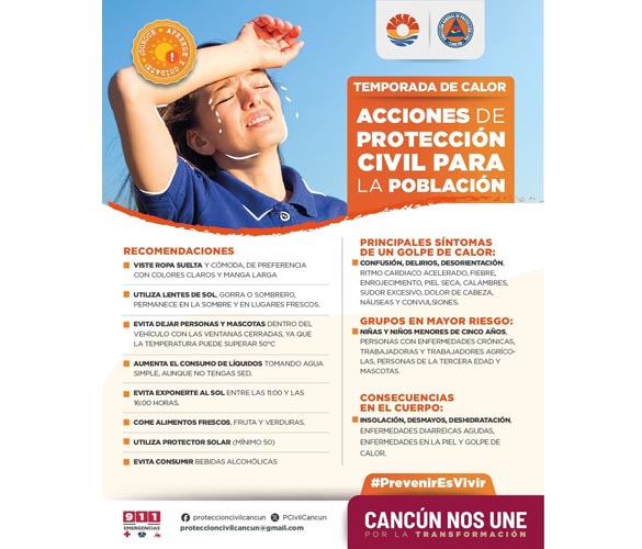 Emiten recomendaciones para la prevención de golpes de calor