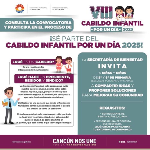Invitan a niños de Cancún a participar en el Cabildo Infantil
