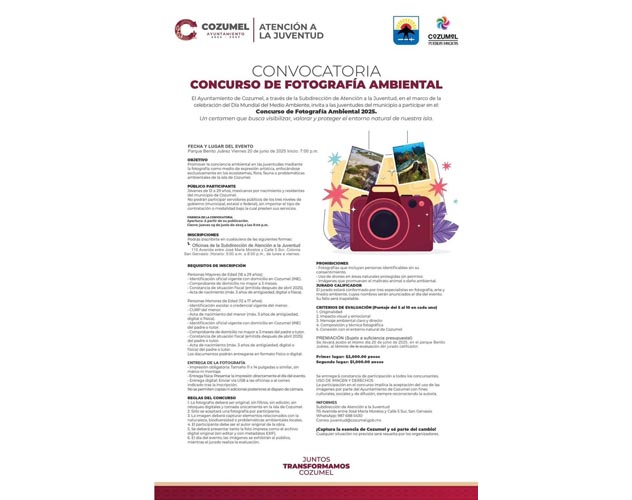 Convocan a jóvenes de Cozumel a participar en concurso de fotografía