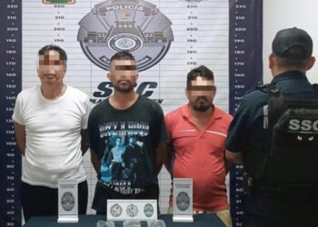 Tercia de agresivos sujetos detenida, tras un reporte