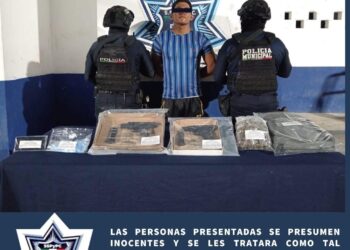 Detienen a sujeto armado con droga en operativo en Aldea Tulum