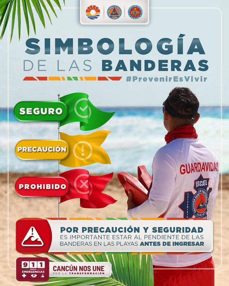 Protección Civil Cancún informa sobre condiciones actuales en playas