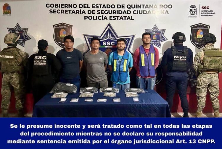 Capturan a cuatro individuos con droga en el Boulevard Kukulcán