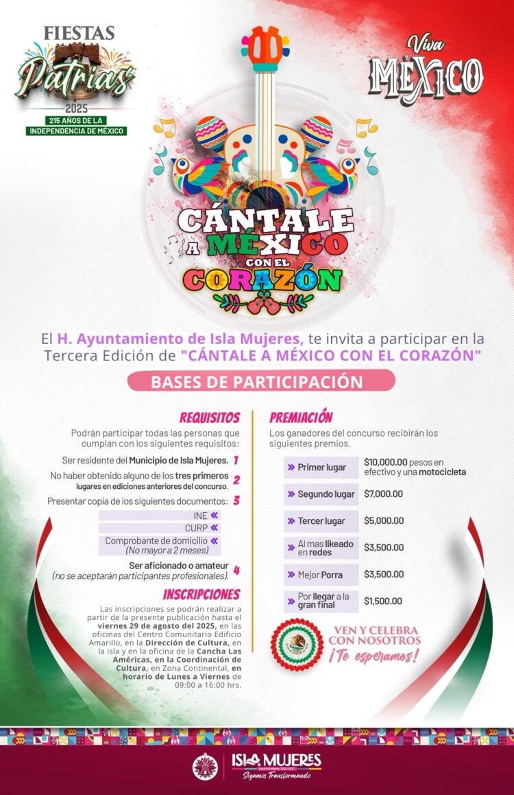 Convocan en Isla Mujeres al concurso Cántale a México
