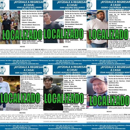 Desactiva FGE de Quintana Roo fichas de búsqueda de seis nayaritas, desaparecidos en Chetumal