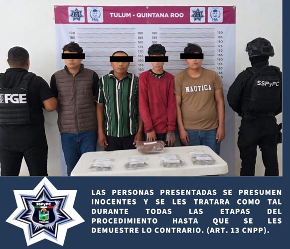 Cuatro detenidos en Tulum por posesión de presunta droga