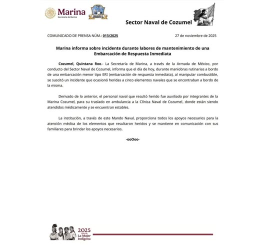 Confirma Semar accidente en maniobra con combustible en Cozumel