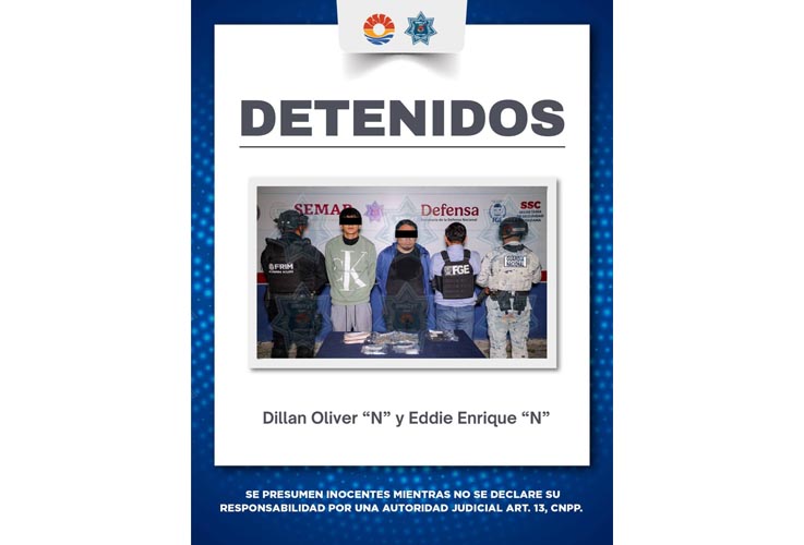 Detenidos dos presuntos narcomenudistas como parte del operativo Blindaje Cancún