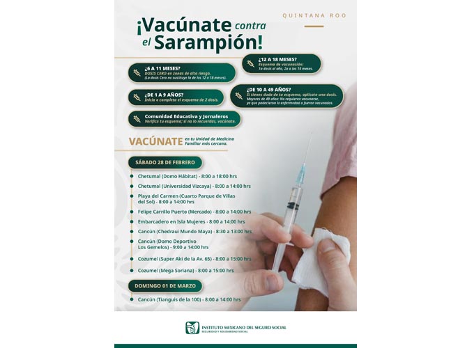 IMSS despliega jornada intensiva de vacunación contra sarampión