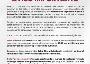 Tulum ordena circulación de transporte pesado con nuevos horarios