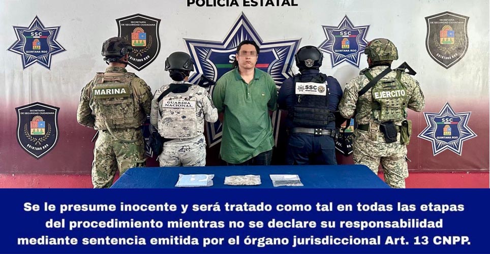 Cae en Cancún presunto narcomenudista con 52 dosis de marihuana
