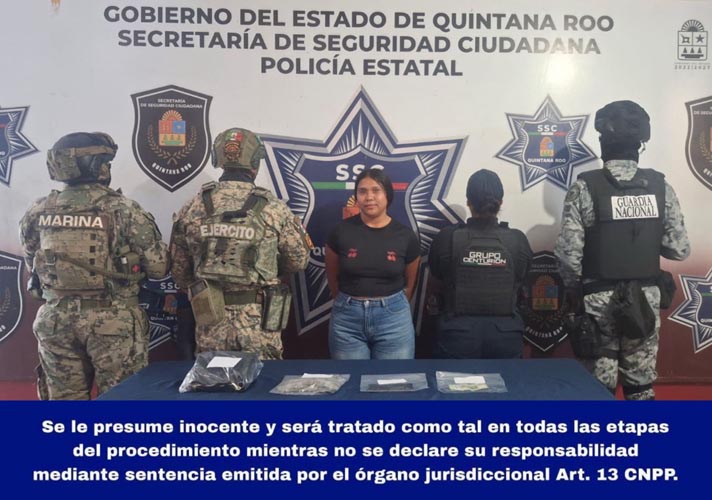 Detienen a mujer con 60 dosis de presunta marihuana en Holbox