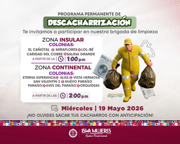 Refuerzan salud pública en Isla Mujeres con nuevas jornadas de descacharrización