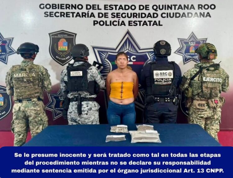 Cae mujer con 62 dosis de presunta marihuana en Cancún
