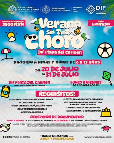 DIF Playa del Carmen abre inscripciones para su curso de verano